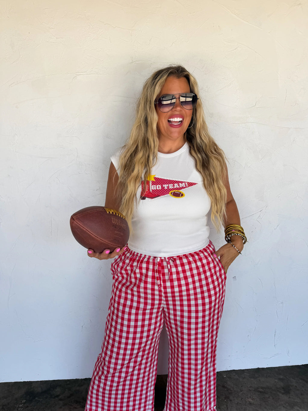PREORDER- DIXIE GINGHAM RUFFLE PANTS