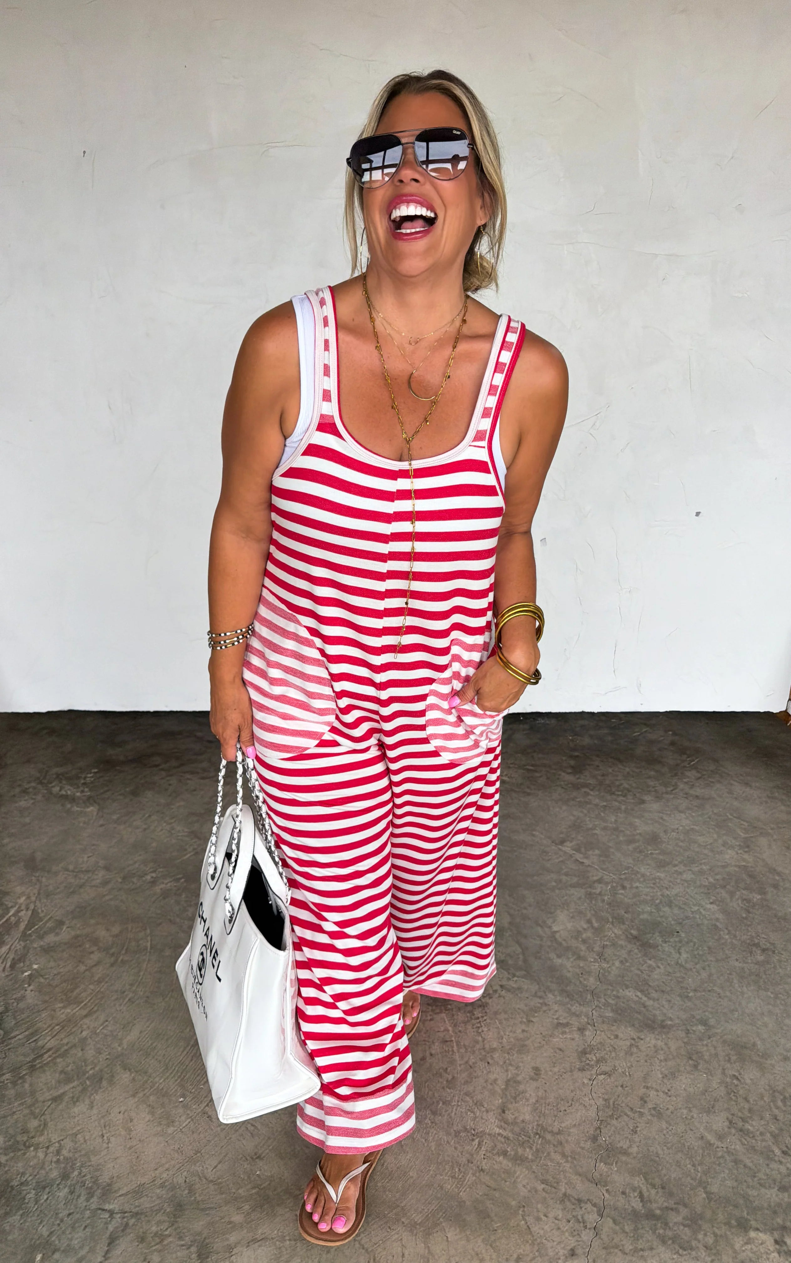 PREORDER- RICKI STRIPE TERRY ROMPER