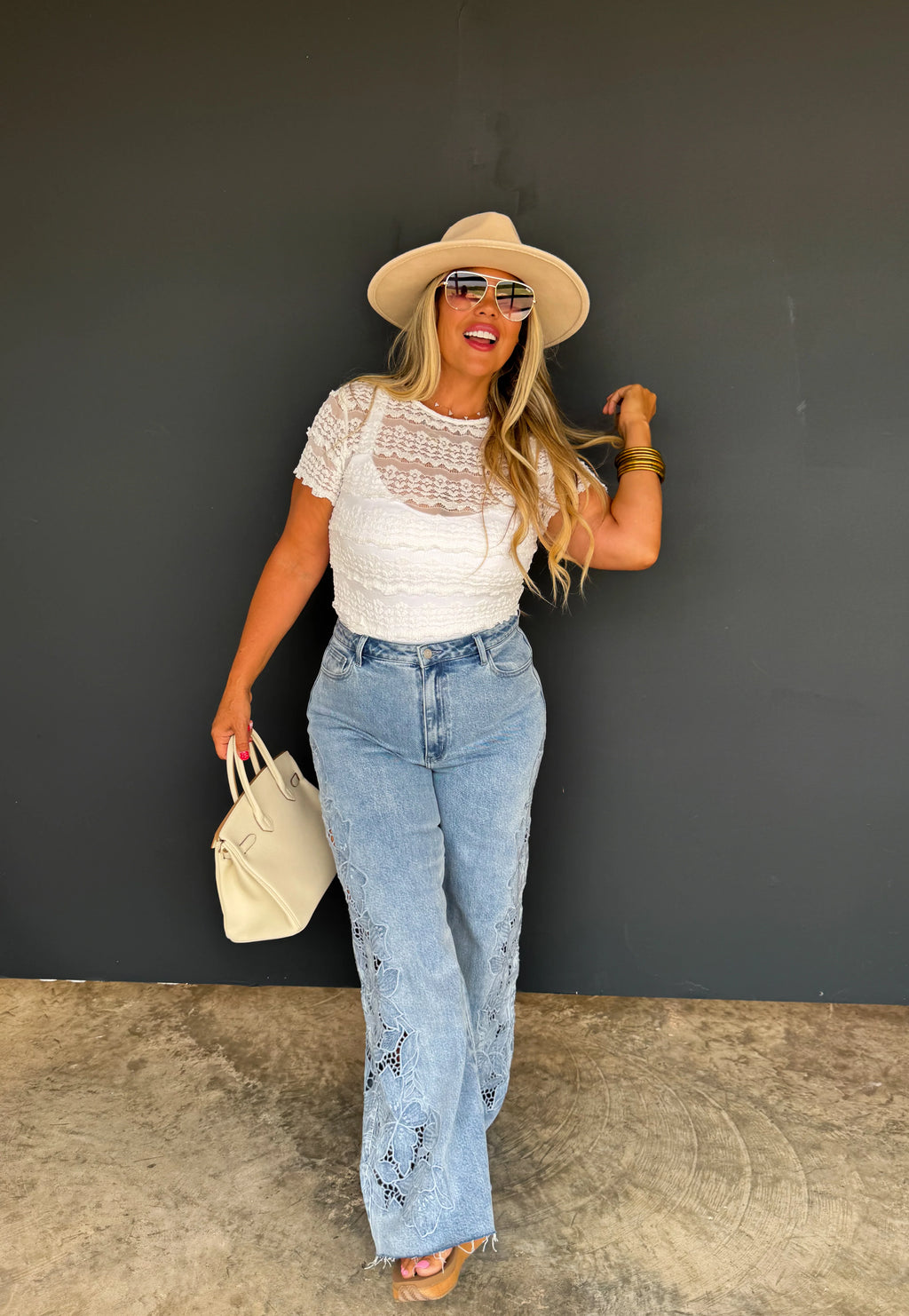 PREORDER- FLORAL CHARM WIDE LEG JEAN