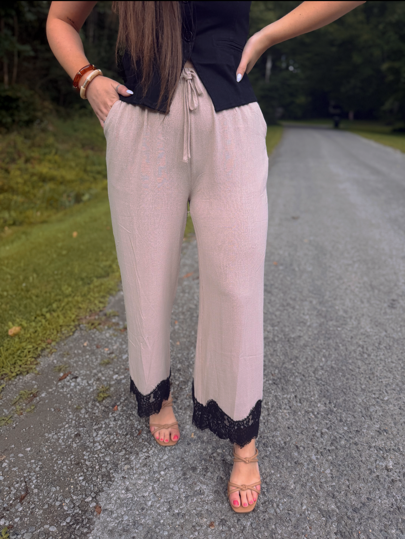 Lydia Rae Linen Lace Pants