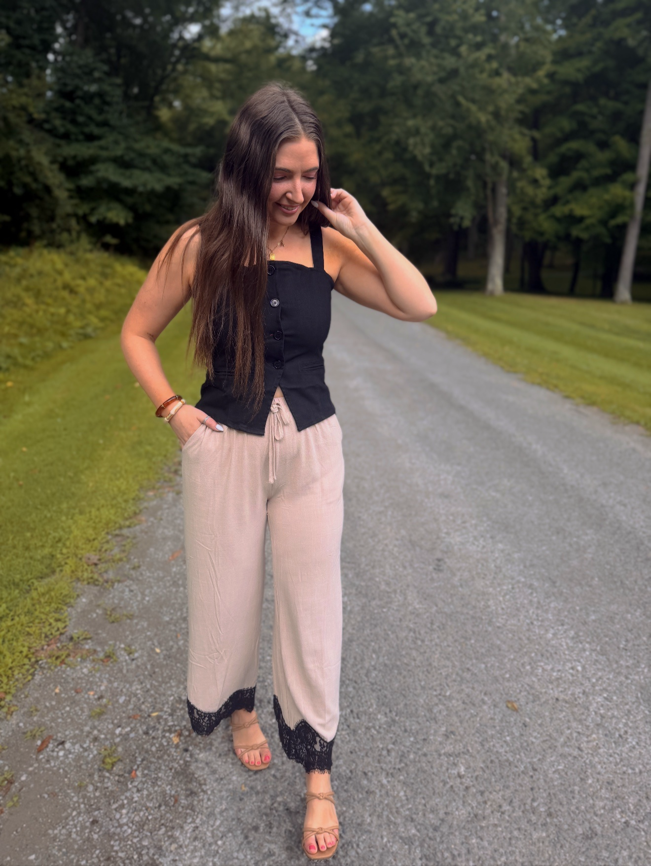 Lydia Rae Linen Lace Pants
