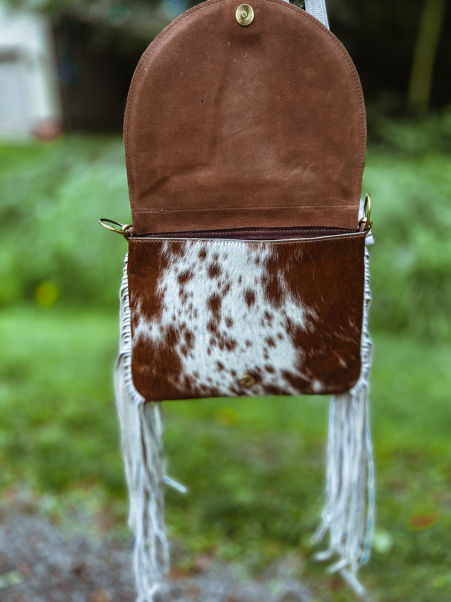 The Caroline Crossbody Steer Longhorn Cowhide