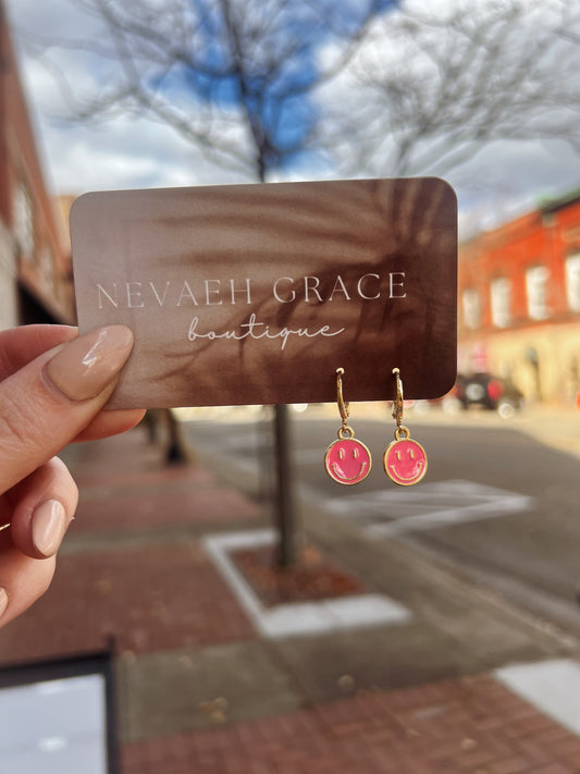 Pink smile earrings