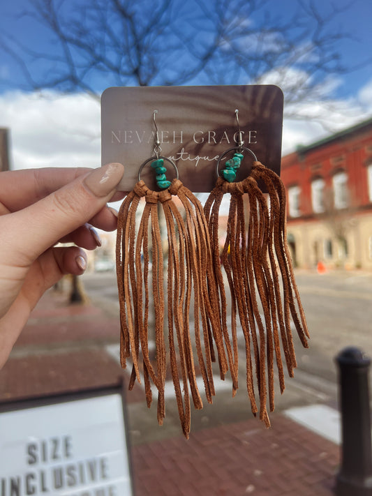 Authentic Leather Earrings - Brown