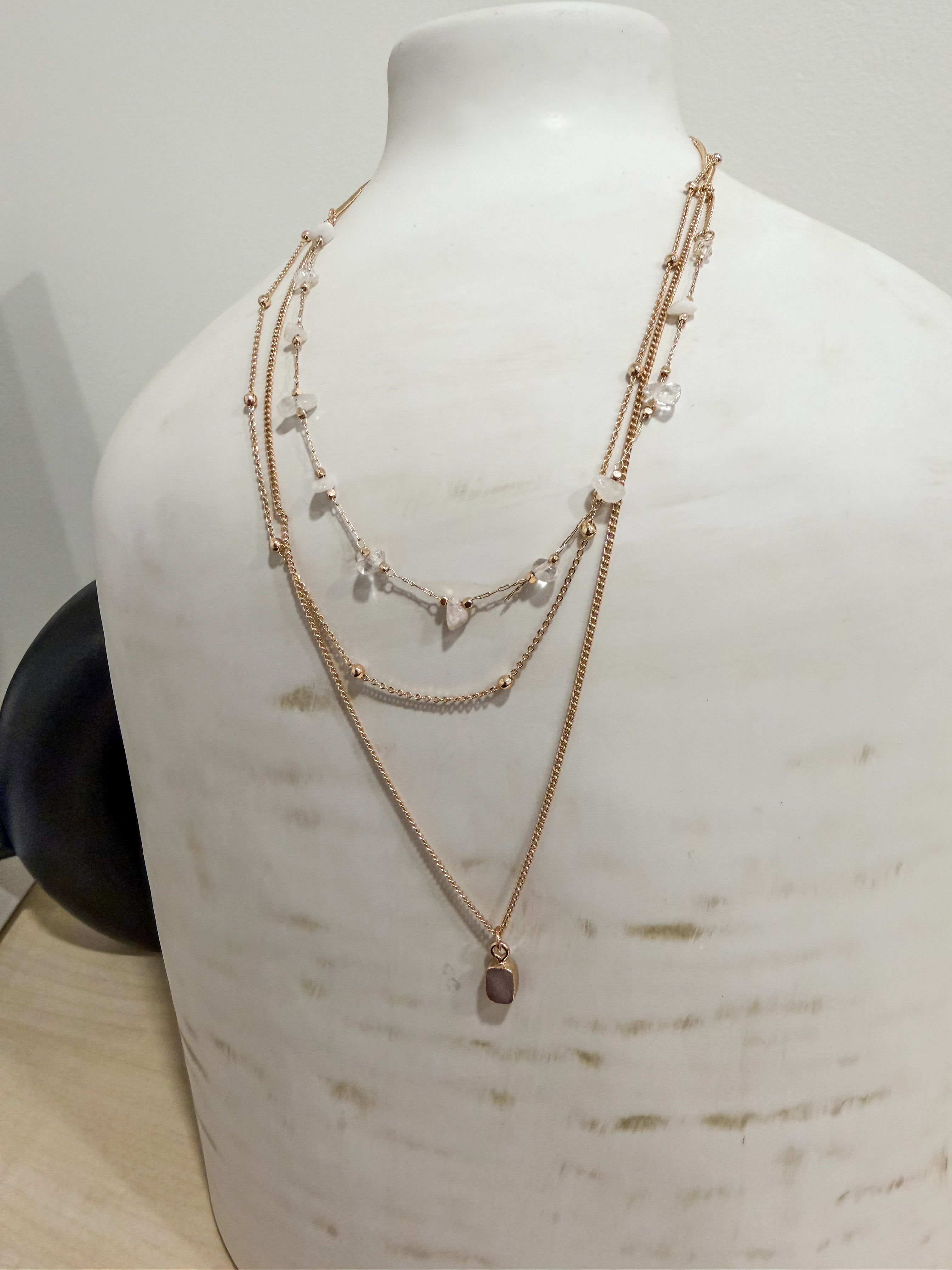 Stone Triple Necklace