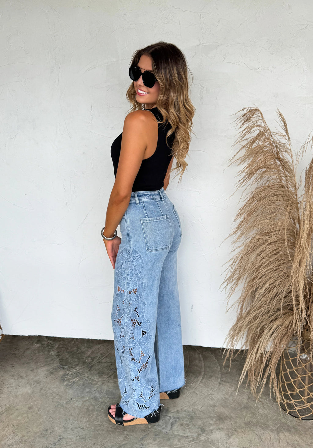 PREORDER- FLORAL CHARM WIDE LEG JEAN