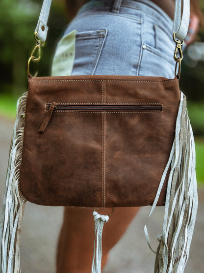 The Caroline Crossbody Steer Longhorn Cowhide