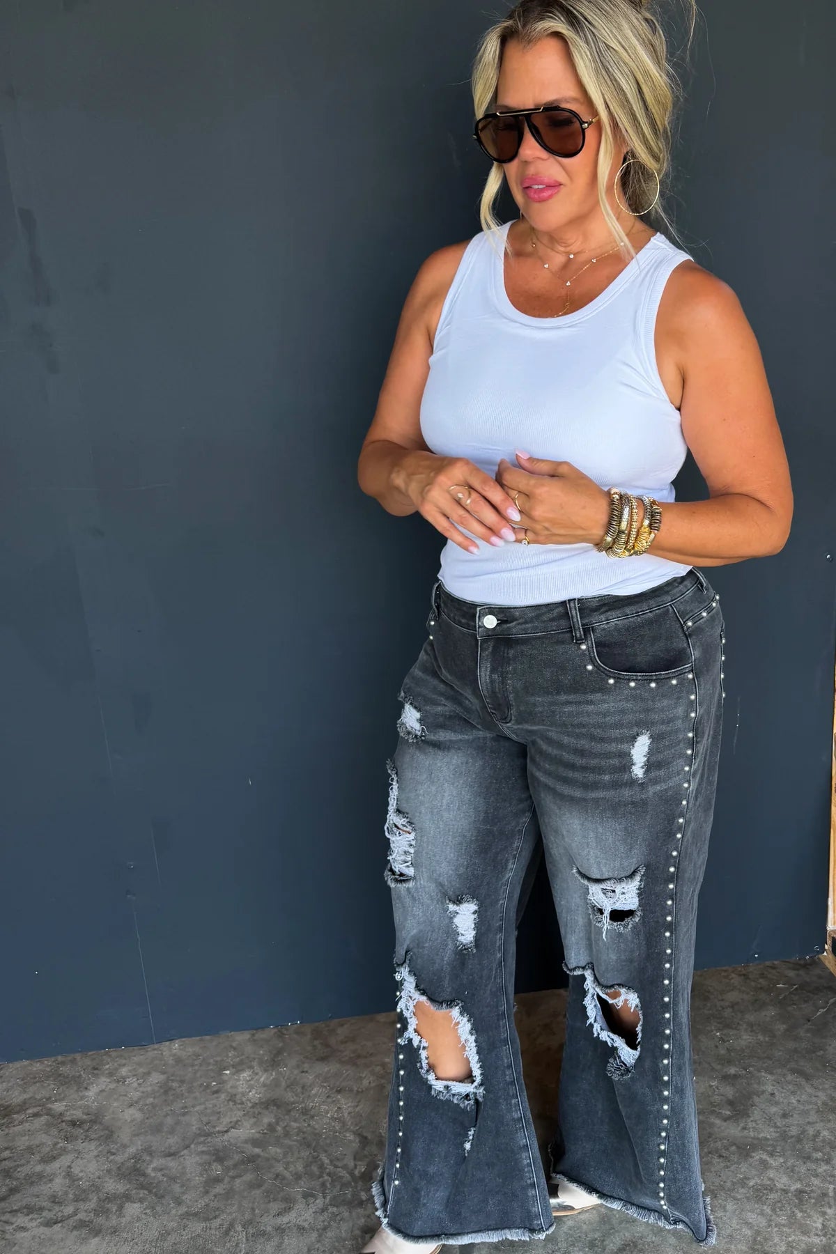 PREORDER- OFF THE GRID STUDDED JEANS