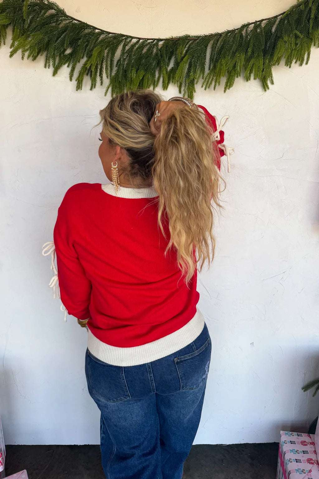 PREORDER- DECK THE HALLS BOW SWEATER