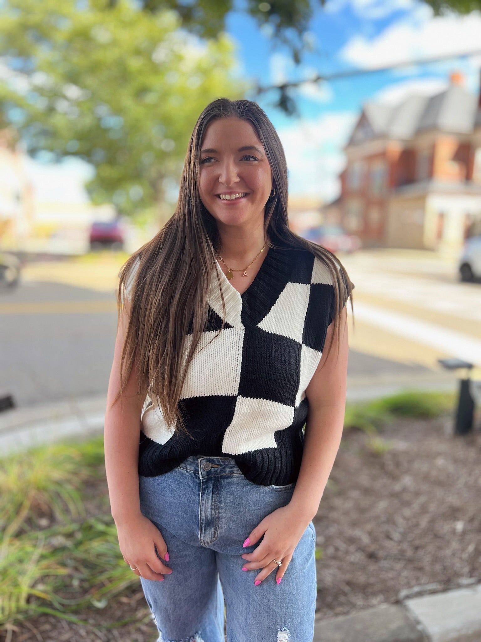 Alexia Checkered Vest