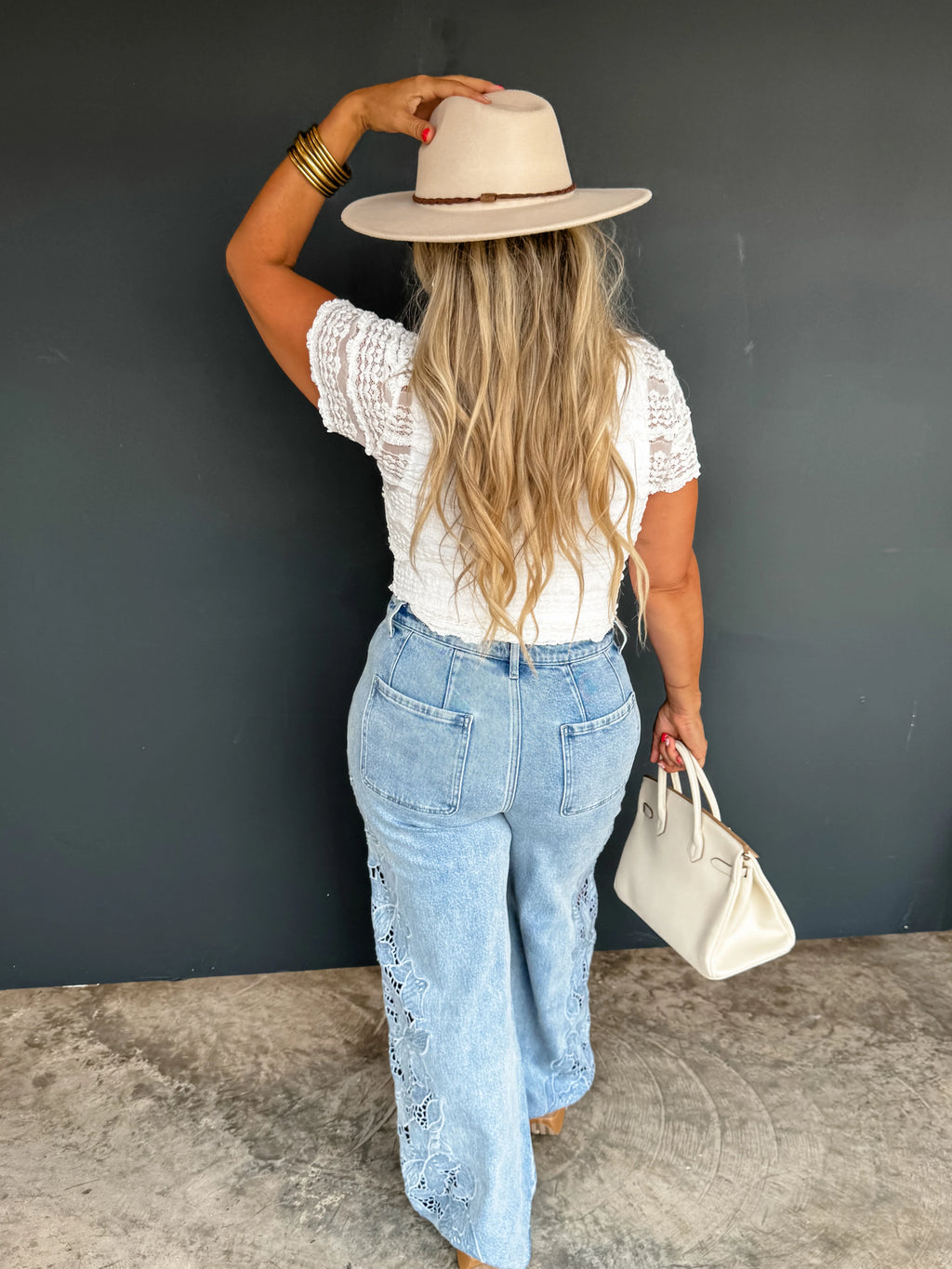 PREORDER- FLORAL CHARM WIDE LEG JEAN