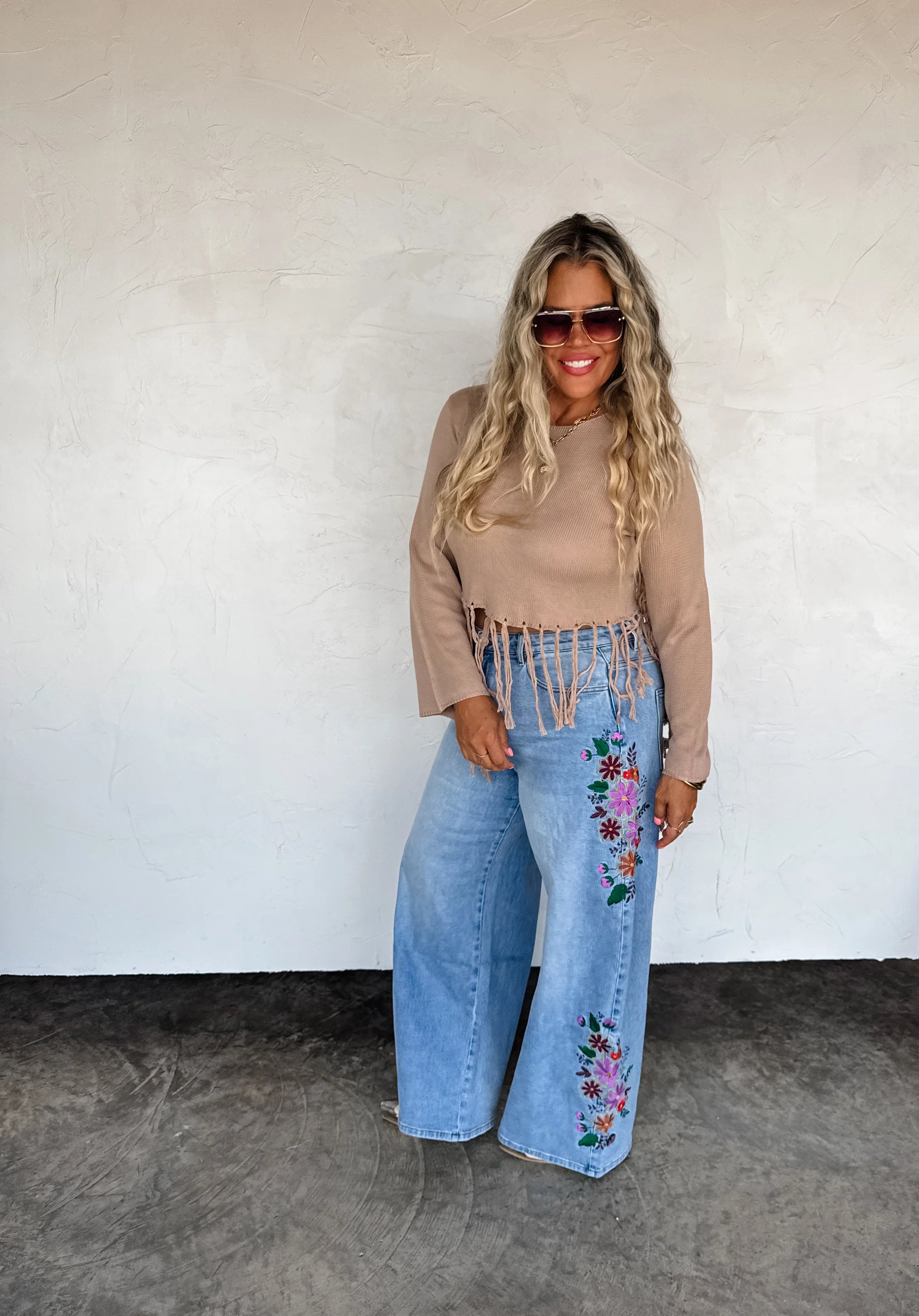 PREORDER- EVIE FLORAL EMBROIDERED JEANS