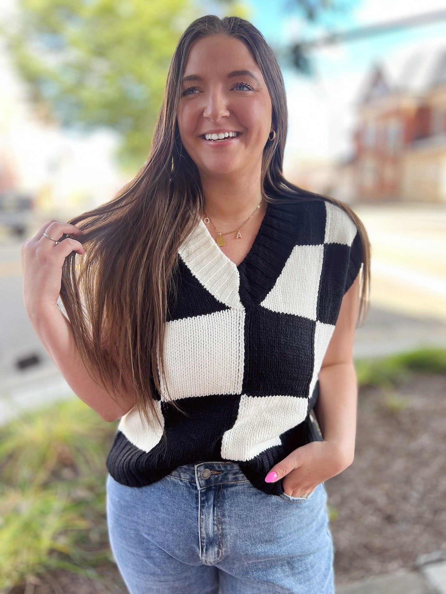 Alexia Checkered Vest