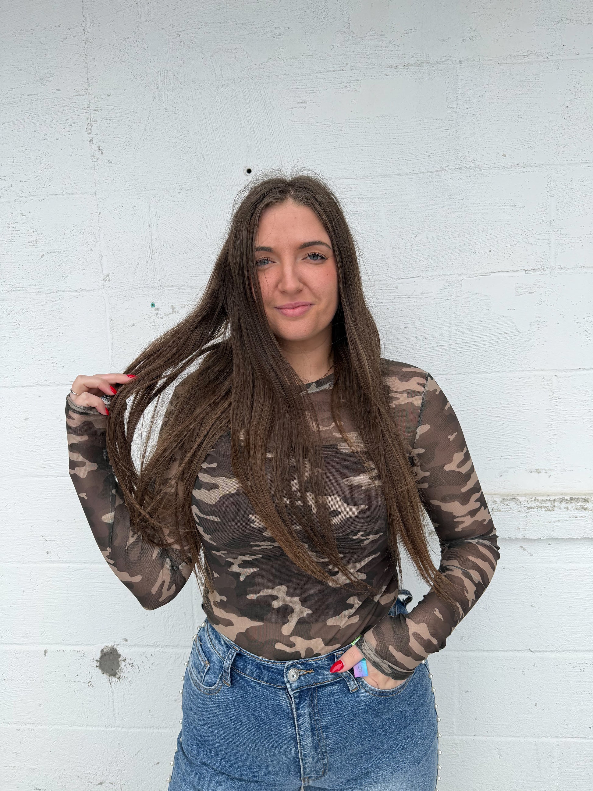 Jayden Camo Mesh Top