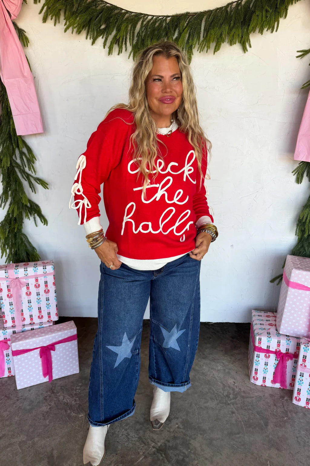 PREORDER- DECK THE HALLS BOW SWEATER
